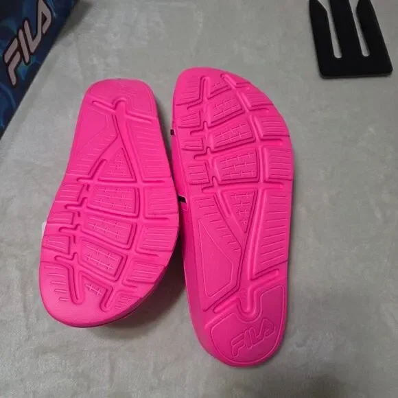 FILA Sleek Slide ST Women's Sandals US 11 Pink Black Logo Pool Slides NEW IN BOX - Picture 5 of 8